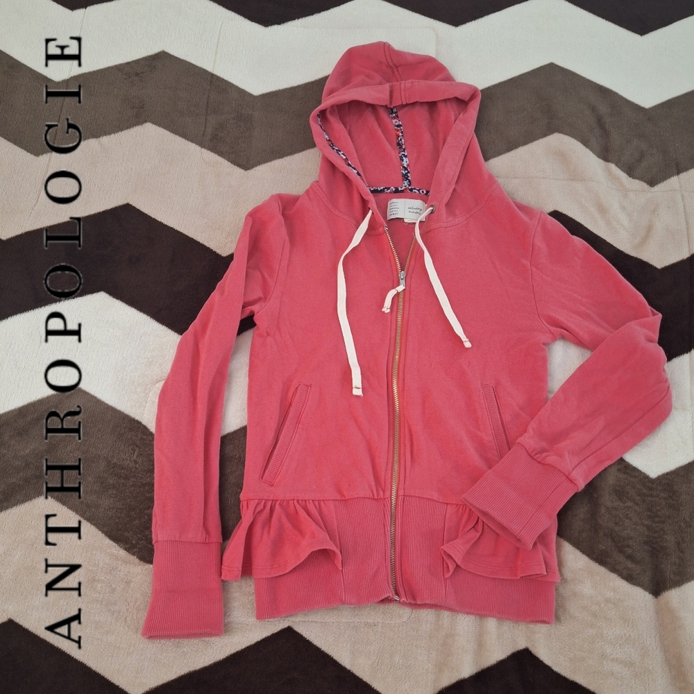 Anthropologie Saturday Sunday Peplum Zip-Up Sweater